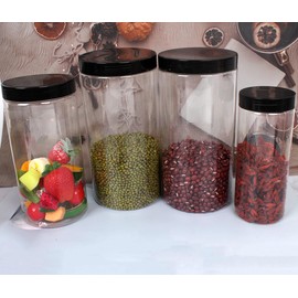 Hylruu Storage Jars Plastic Jars with Lids kitchen Reusable Food Storage Jars Containers Airtight for Dry Food 10 Pack