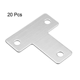 uxcell Flat T Shape Repair Mending Plate, 43mmx43mm, Stainless Steel Joining Bracket Support Brace, Pack of 20