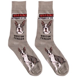 Foozys Mens Crew Socks | Cute Dog Dad Funny Gift for Canine Pet Novelty | 1 Pair - Boston Terrier