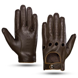 MGGMOKAY Mens Touchscreen Leather Driving Gloves Unlined,BrownCamel,Small