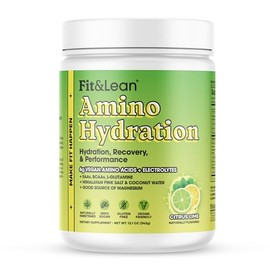 FitLean Amino Hydration, bebida de recuperación de entrenamiento naturalmente endulzada, 0.21 onzas de aminoácidos veganos, aminoácidos esenciales,...