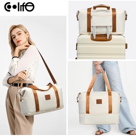 COOLIFE Cabin Bag Large Travel Bag Sports Bag 40 x 25 x 20 Ryanair Underseat Hand Luggage Overnight Weekend Hand Luggage for Women Waterproof Handbag for Sports & Travel, dark green, Travel Duffel Bag