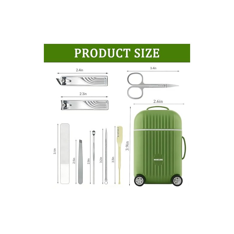 8-Piece Mini Suitcase Manicure Set - Portable Grooming Kit