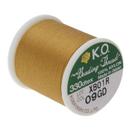 KO Hilo de nailon para cuentas, color dorado, 100% nailon, 330TEX, resistente a enredos, bobina de 50 m / 55 yardas, uso para proyectos de cuentas de semillas, trabajo en telar y tejer cuentas