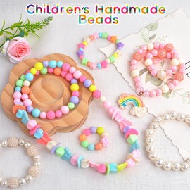 500 Pieces Beads for Threading Children, Colourful Pendants, Mermaid Beads, Jewellery, Chains, Craft Set for DIY Bracelets, Crafts, Jewellery Making