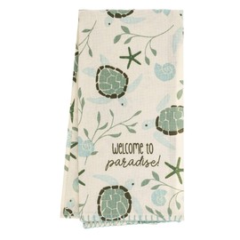 Karma Turtle Tea Towel - 100% Cotton Hand Towels for The Kitchen - Modern Home Decor - White/Green