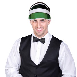 Beistle Clear Green Plastic Dealer's Visors (6 Piece), White/Green