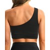 Holipick Black Women One Shoulder Bikini Top Sports Bra Swimsuit
