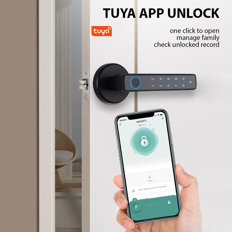 Swokely Smart Fingerprint Door Lock with Handle, 4 in 1