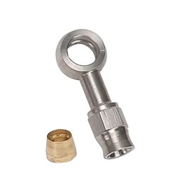 AC PERFORMANCE Stainless Steel Brake Fitting Straight Banjo Eye Hole Diameter 11.2mm to -4 AN PTFE Hose End for Braided Brake Hose With Nut & Olive (Full Length 48.5mm)
