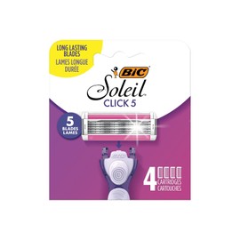 BIC Click 5 Soleil - Recambios de maquinilla de afeitar para mujer con 5 cuchillas flexibles y caja reciclable, caja de 4 cartuchos