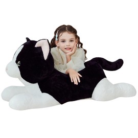 IKASA Giant Cat Tuxedo Stuffed Animal Plush Toy,Big Large Jumbo Soft Toys,30" Cute Huge Size Fluffy Plushy Fat Oversized Plushie,Gifts for Kids