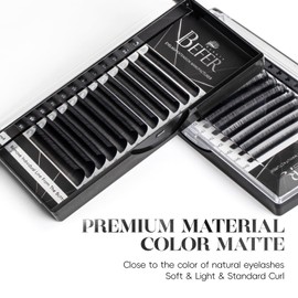 Befer Beauty Volume Lash Extensions 0.05D,Blooming Eyelash Extension Mix-8-15mm, Easy Fan Volume Lashes Fluffy Soft, D Curl Matte Black Self Fanning Lash Extension Professional Eyelash Extensions