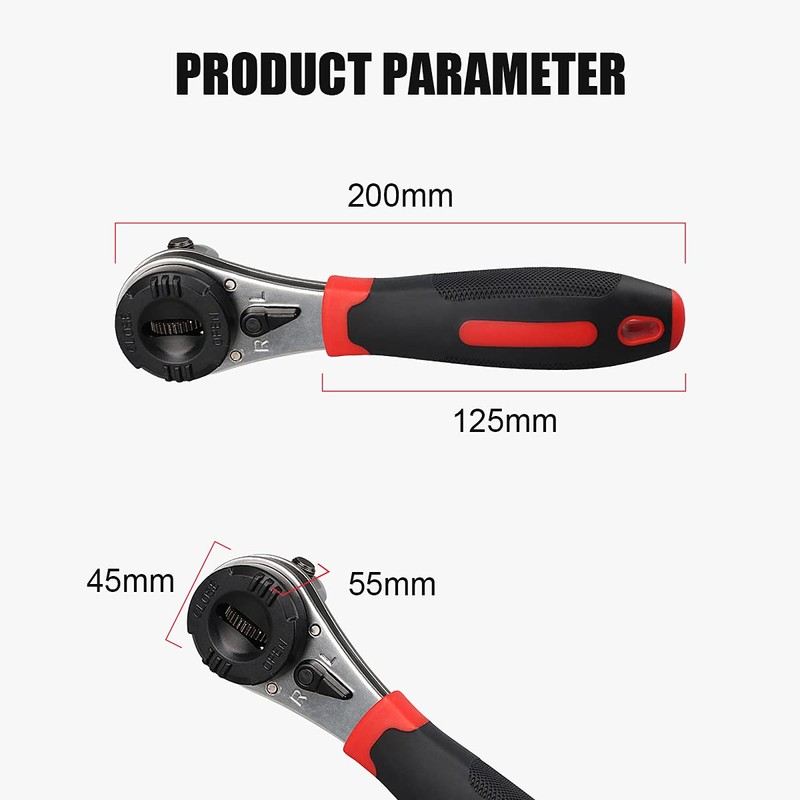 CMTOOL Adjustable Ratchet Wrench Kit for 6-22mm Screw, Portable Adjustable