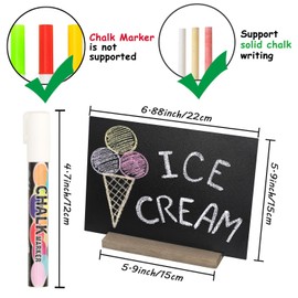Mini Chalkboard Sign with Base Stands - Set of 6 Decorative Mini Chalkboard Table Signs, Double-Sided 22 x 15.3 cm Vintage Wooden Table Top Chalkboard Sign Small Message Chalk Café