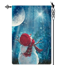 Jauageon Snowman Cardinal Garden Flag Merry Christmas Garden Flag Xmas Nativity Night Winter Festive Holiday Vertical Double Sided Rustic Farmland Burlap Yard Lawn Outdoor Decor 12.5x18"