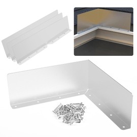 4 Pcs Gutter Valley Splash Guards Aluminum Rain Gutter Valley Roofing Gutter Guards with Screws Roof Rain Diverter for House Shingle Roofs Corner (Bendable Style)