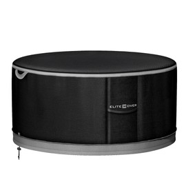 EliteCover Fire Pit Cover Round 32 Inch, 600D Heavy-Duty Waterproof & Tear-Resistant Outdoor Firepit Covers for Patio, Garden and Backyard,Deep Black