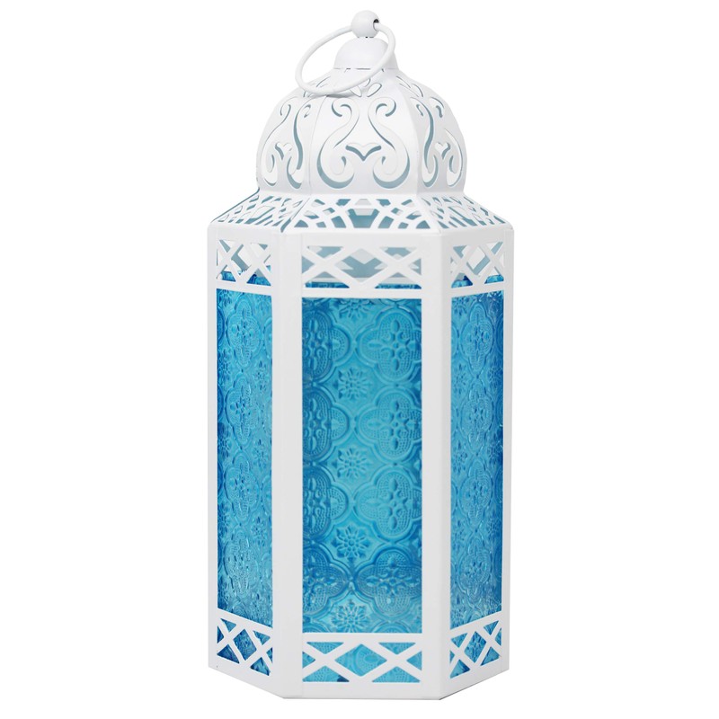 Decorative Lantern for Room Home Bath Bedroom Decor, Large, White