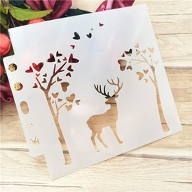 Lottoyday Deer DIY Hollow Design PET Plastic Stencil, Perfect for Textile Design, Wall Design, Windows, Paper, Scrapbooking, Children's Crafts, 13 x 14 cm / 5.12 x 5.51 inches