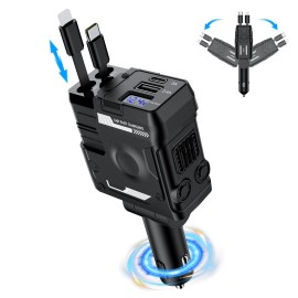 Universal Retractable Car Charger 4 in 1 Fast Car Phone Charger 65W With USB Type C Cable