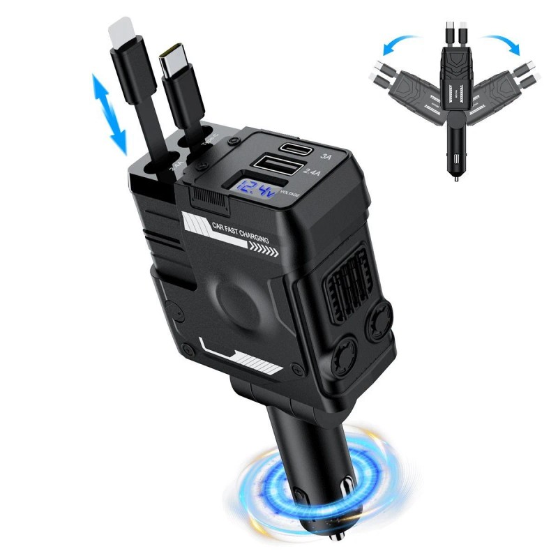 Universal Retractable Car Charger 4 in 1 Fast Car Phone