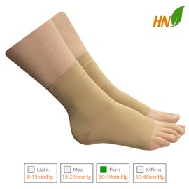 HealthyNees Open Toe Ankle 20-30 mmHg Compression Wide Big Foot Swelling Sleeve (Beige, 3XL)