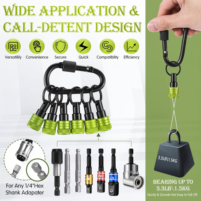 36 Pcs Upgraded Bit Holder Key Chain 1/4 Inch Bit