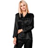 SWOMOG Satin Women's Pyjamas with Button Placket Long Sleeve Sleepwear