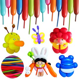 Modelling Long Balloons for Animals, 200 Balloons, 260Q Magic Latex Twisting Balloons in Assorted Colours, for Kids' Parties, Birthdays, Decor Projects