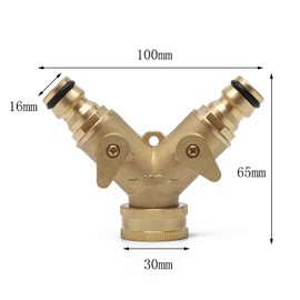 KATSU 2 Way Brass Garden Hose Splitter Y Valve Double Faucet Splitter Adapter Irrigation Hose Connector with Single On/Off Valves for Outdoor Watering