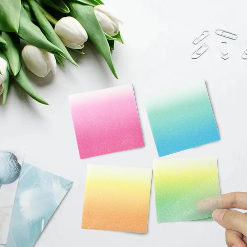 Transparent Sticky Notes,Clear Sticky Notes,3x3 in Gradient 4 Color Waterproof
