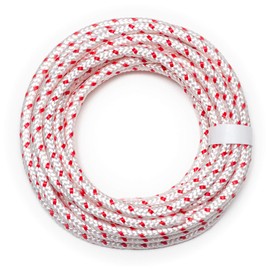 DF QUALITY 10 Metres High-Quality Starter Rope Red/White for Chainsaws, Lawnmowers, Garden Tools, Construction Equipment, Boat Kart RC Braided Cord, Launch Rope (3.5 mm x 10 m)