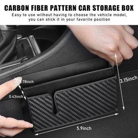 Dickno Car Storage Box for Mobile Phone, Multifunctional Carbon Fiber Car Cell Phone Holder, Auto Dashboard Pocket Organizer, Vehicle Interior Accessories for Storge Phone Key Coin (Large)