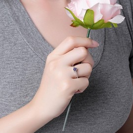 Sterling Silver Stackable Rings with February Birthstone - Amethyst Stacking Ring Knuckle Birthstones Rings for Teen Girls Women Birthday Mother's Day Jewelry Gifts for Mother