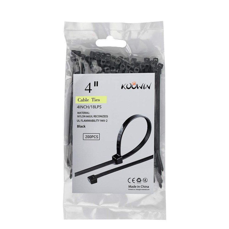 200 Pack Bulk KOOWIN Small 4 inch Nylon Plastic Cable