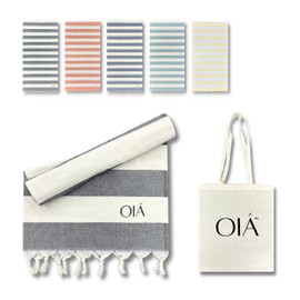 OIÁ Black hammam towel, beach towel, XXL beach towel, sand-free, peshtemal, fitness towel, yoga blanket, shower towel, sauna towel, fouta towel, bath towel, sauna towel, men and women, 100% cotton