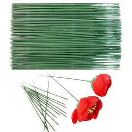 Green Floral Stems - 100pcs Plastic Flower Rods for Bouquets and Arrangements, Ideal for Crafts and Florists (17CM /6.7in)