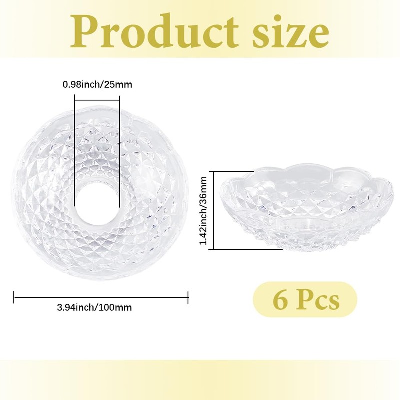 GORGECRAFT 6Pcs Faceted Chandelier Bobeches Candle Holder Bobeche 4 Side