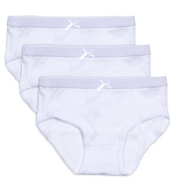 Feathers Girls Solid White Snug Fit Tagless Briefs Underwear - 100% Cotton Super Soft Panties