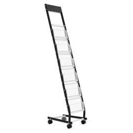 6 Tier Metal Brochure Display Rack Floor Standing With Wheels For Shop Exhibitions Office Movable Ladder Shelf D0100X38EAPNumber of Pockets: 6 Pockets