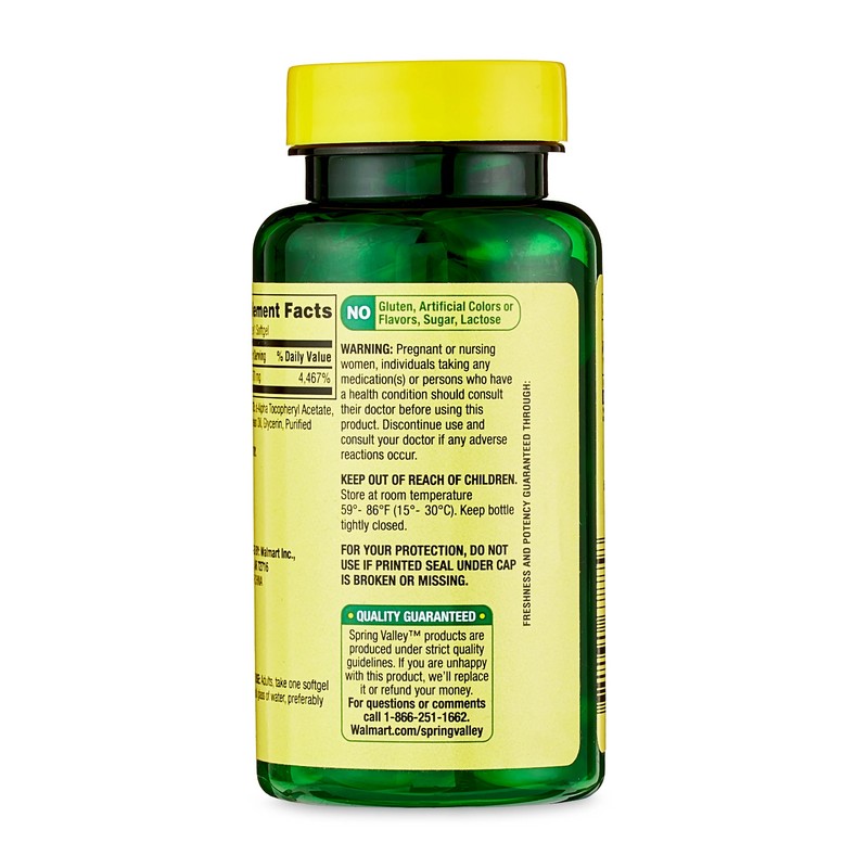 Spring Valley Vitamin E Softgels, 670 Mg (1000 IU)- 60