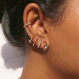 Gold Earrings for Women,14K Gold Plated Posts Huggie Earrings for Women Lightweight Love Heart Drop Dangle Huggie Summer Gifts for Her