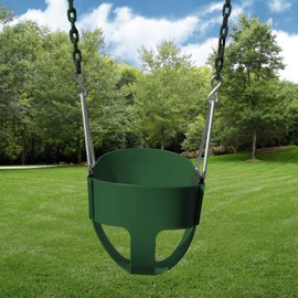Gorilla Playsets 04-0008-G/G Full Bucket Toddler Swing, Bucket, Green 60" Plastic Coated Chains, 50 Lb Capacity
