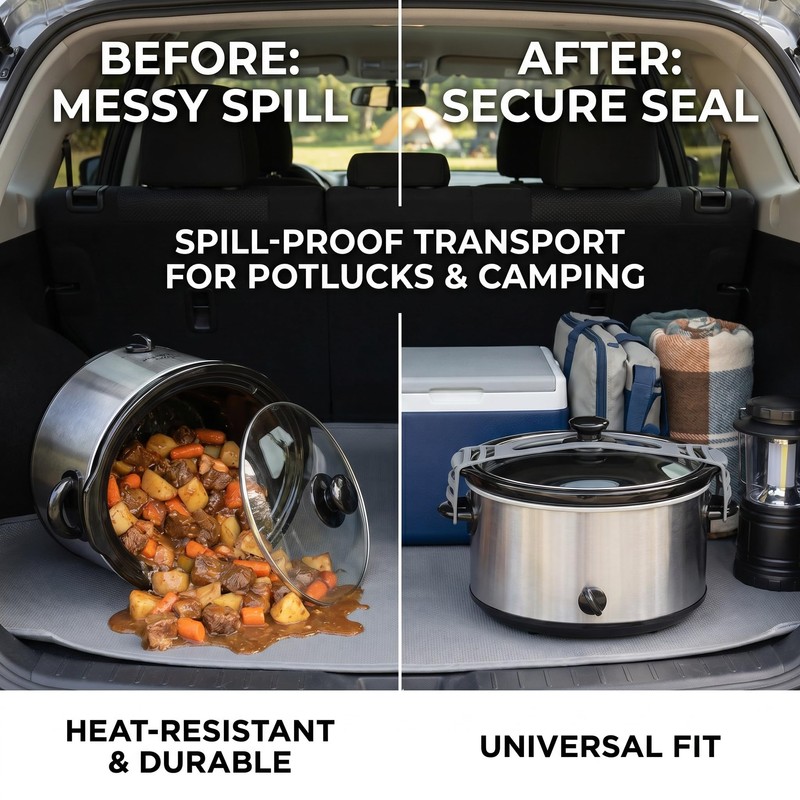 Rxuiael Adjustable Silicone Lid Lock Strap for Slow Cookers and