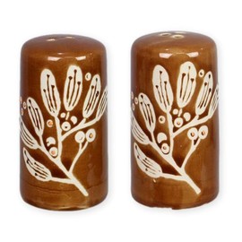 The Bridge Collection 3" Stoneware Fall Leaf Salt & Pepper Shaker Set - Brown Floral Salt & Pepper Shakers