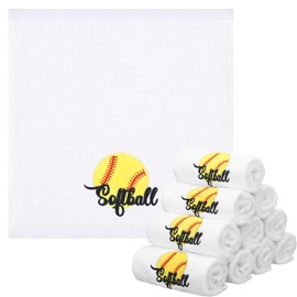12 Pcs Softball Towel Bulk Softball Team Gift Party Favor Gift Absorbent Cotton Embroidered Hand Towels for Women Men Bath Sweat Sports Lovers Coach Player Team Gym Bathroom Beach, 13.8 x 13.8 Inch