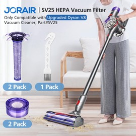 Upgraded V8 Vacuum Filter SV25 Filter Compatible with Dyson V8 New Version SV25/ for Dyson V7 New Model SV37 Cordless Vacuum, 2 Pre-Filters and 2 Post-Filters, Replaces Part # 965661-05
