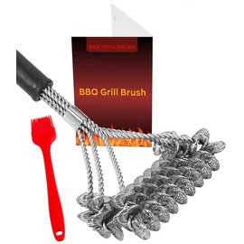 Bristle Free Barbecue Grill Brush - Stainless Steel BBQ Cleaner Best BBQ Brushes - Safe Grill Cleaner Grilling Accessories - Best for Gas/Charcoal Barbeque