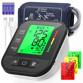 KKmier KKmier Blood Pressure Monitor, Upper Arm BP Machine for Home Use Large Cuff 22-42cm, Irregular Heartbeat Detection, 2 * 99 Reading Memory, XL LCD Display with Color Backlits, CE Certified